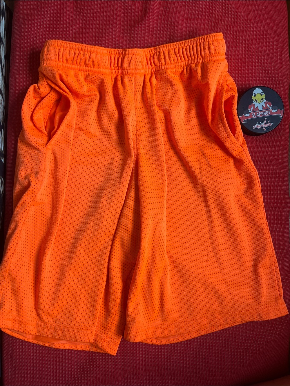 Champion Boys Double Mesh Athletic Basketball Shorts Orange Youth Size L (12-14)
